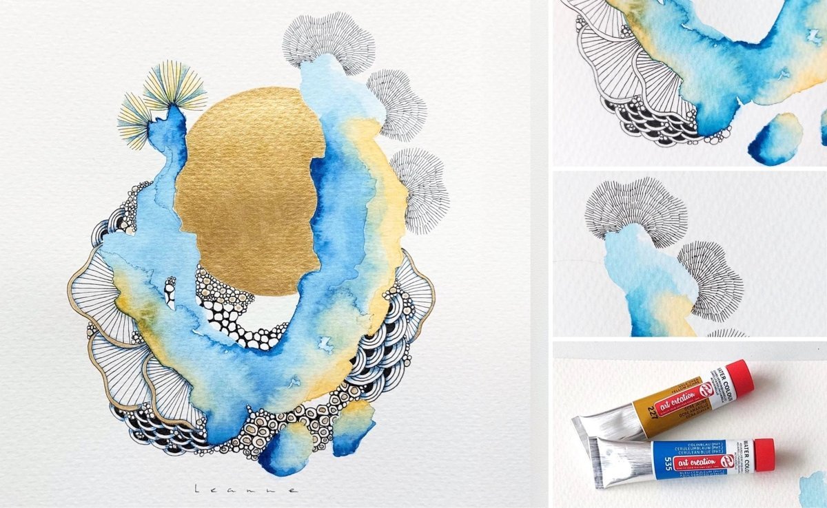 Watercolour with pen drawing - Royal Talens