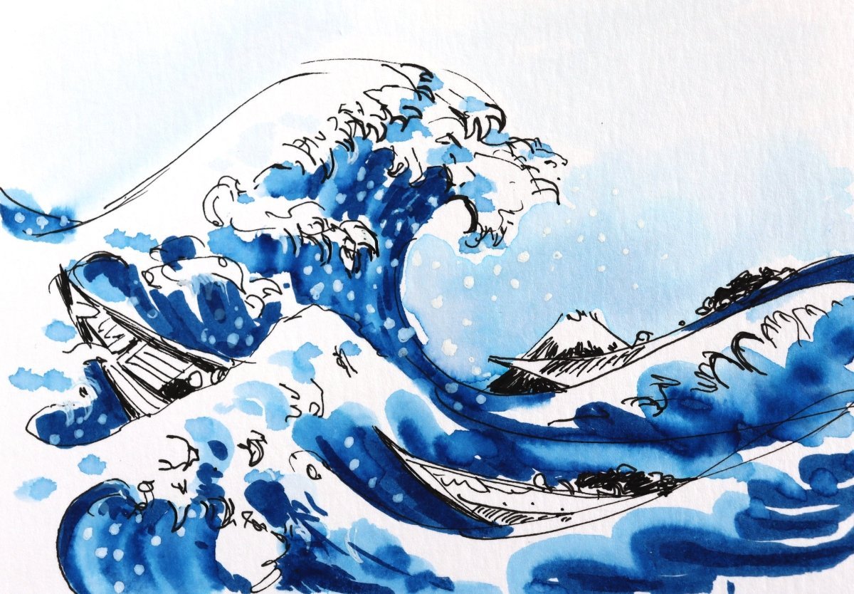 Drawing the Golf of Kanagawa with pens | Royal Talens