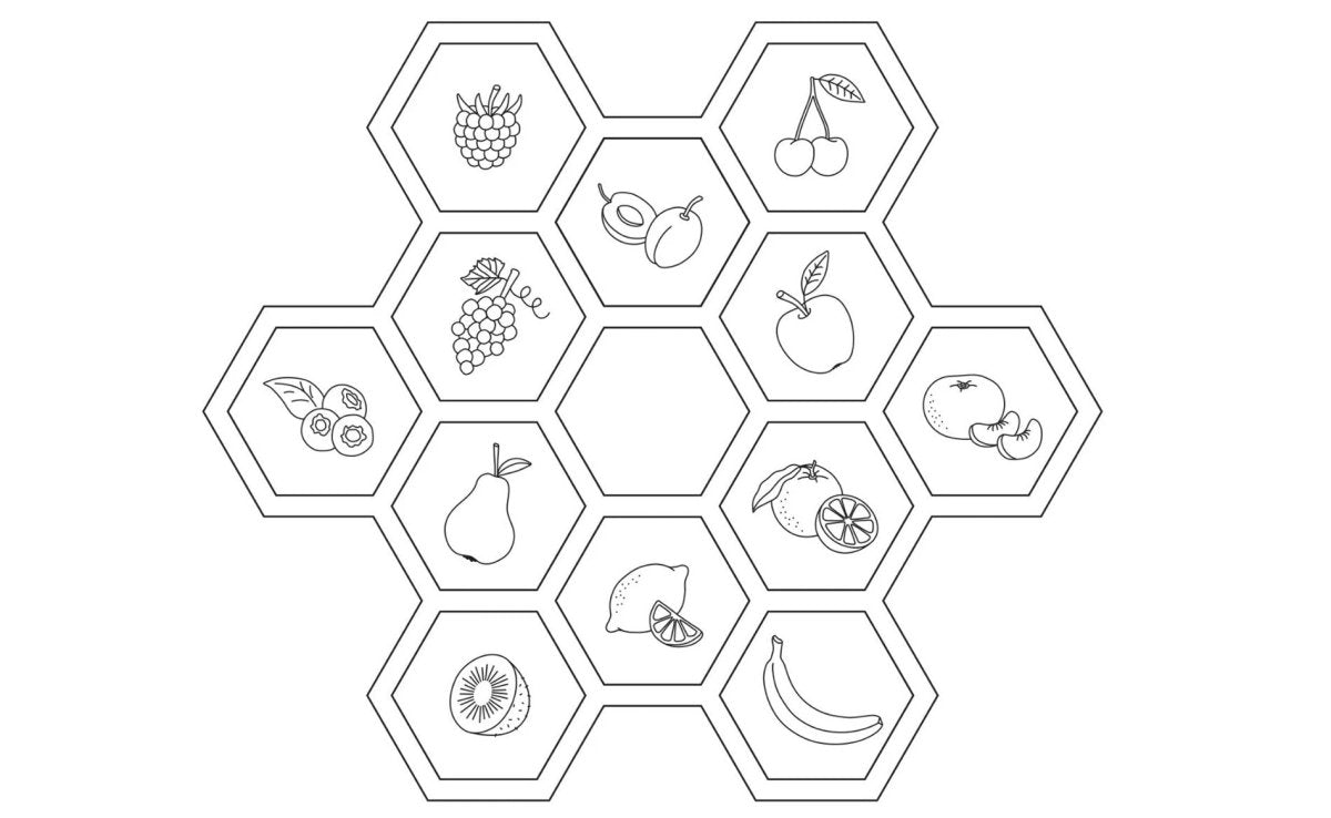 Fruit colouring page for your Lotto or Memory game - Royal Talens