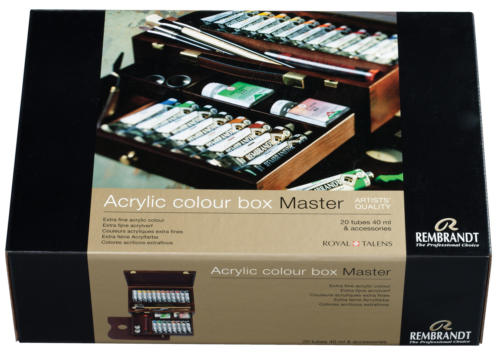 Rembrandt Acrylic colour wooden box set Master | 20 x 40 ml + accessor