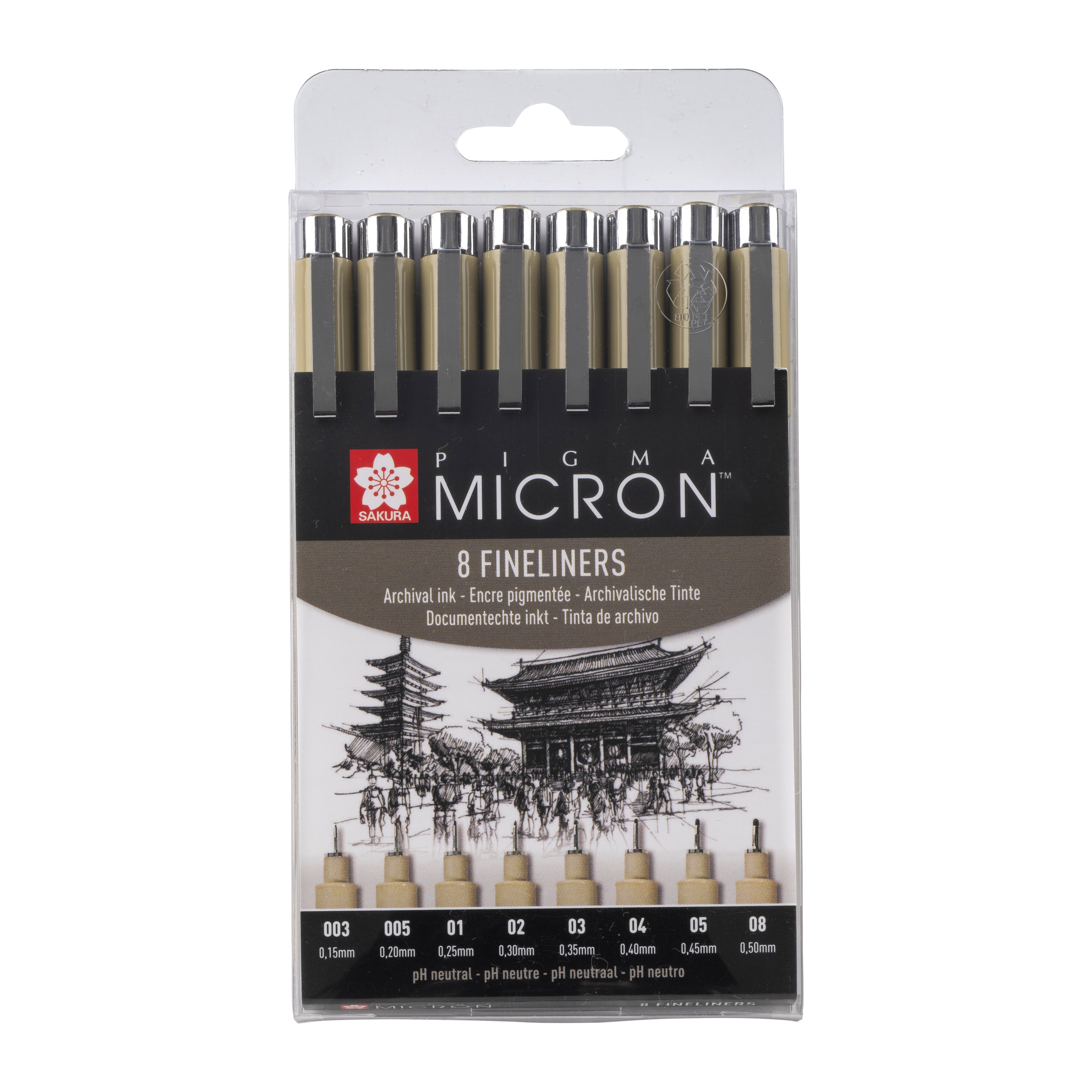 Sakura Pigma Micron fineliner set sizes, black - Main Image