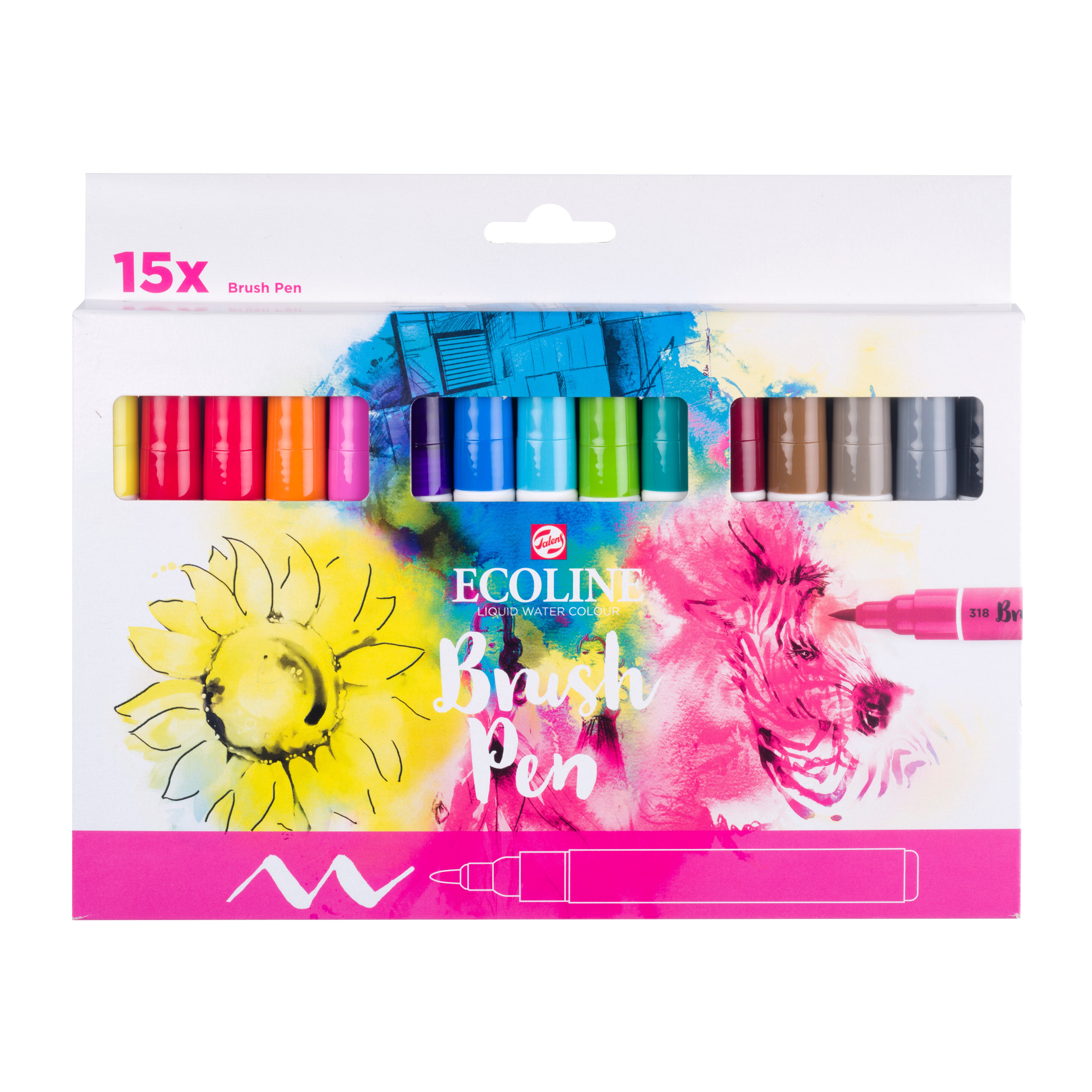 COFFRET DE 10 BRUSH PEN - ECOLINE - - Papeterie sarah