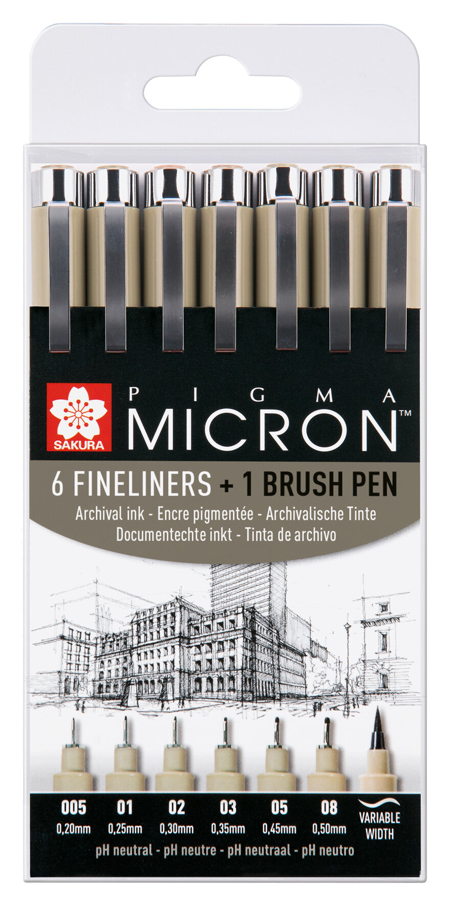 Sakura - Pigma Micron, Set da 6 fineliner + 1 Everyday Pen gratis Sakura - Pigma Micron, Set da 6 fineliner + 1 Everyday Pen gratis
