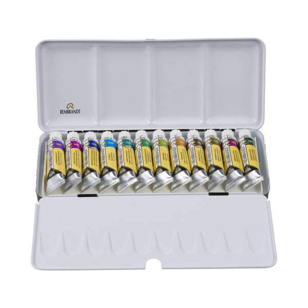 Rembrandt Watercolour metal tin set Granulating Colour Selection | 12 x 10 ml tubes