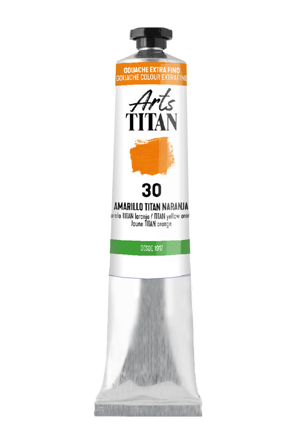 TITAN Arts Gouache colour Extra Fine tube 20 ml TITAN yellow orange N° 30