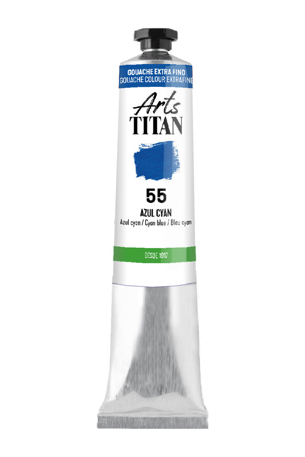 TITAN Arts Gouache colour Extra Fine tube 20 ml Cyan blue N° 55