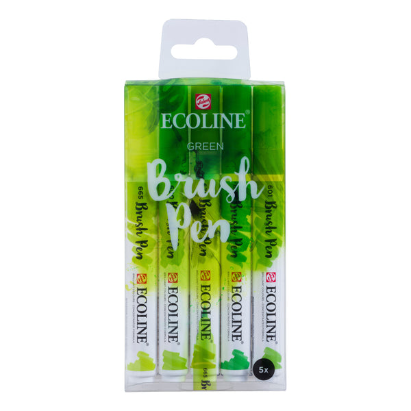 Ecoline Brush Pen Grünfarben-Set | 5 Farben