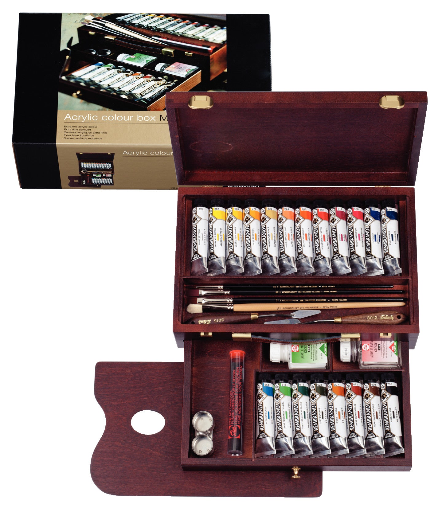 Rembrandt Acrylic colour wooden box set Master | 20 x 40 ml + accessor