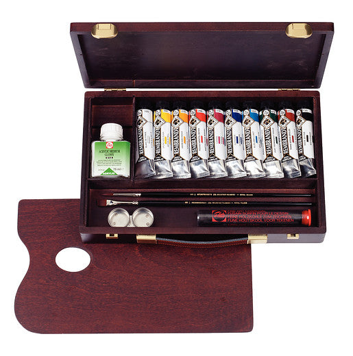 Rembrandt Acrylic colour wooden box set Traditional | 10 x 40 ml + acc
