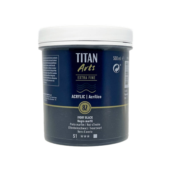 TITAN Arts Acrylic Extra Fine 500 ml Ivory Black