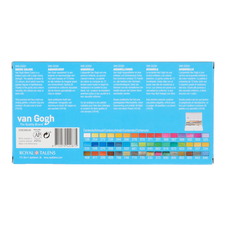 Van Gogh Aquarel Pocket Box - SET 12x 1/2 napjes GEDEMPTE KLEUREN Van Gogh Aquarel Pocket Box - SET 12x 1/2 napjes GEDEMPTE KLEUREN