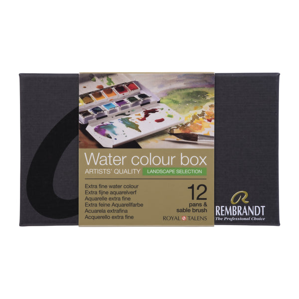 Rembrandt Watercolour metal tin set Landscape Colour Selection | 12 pans + brush