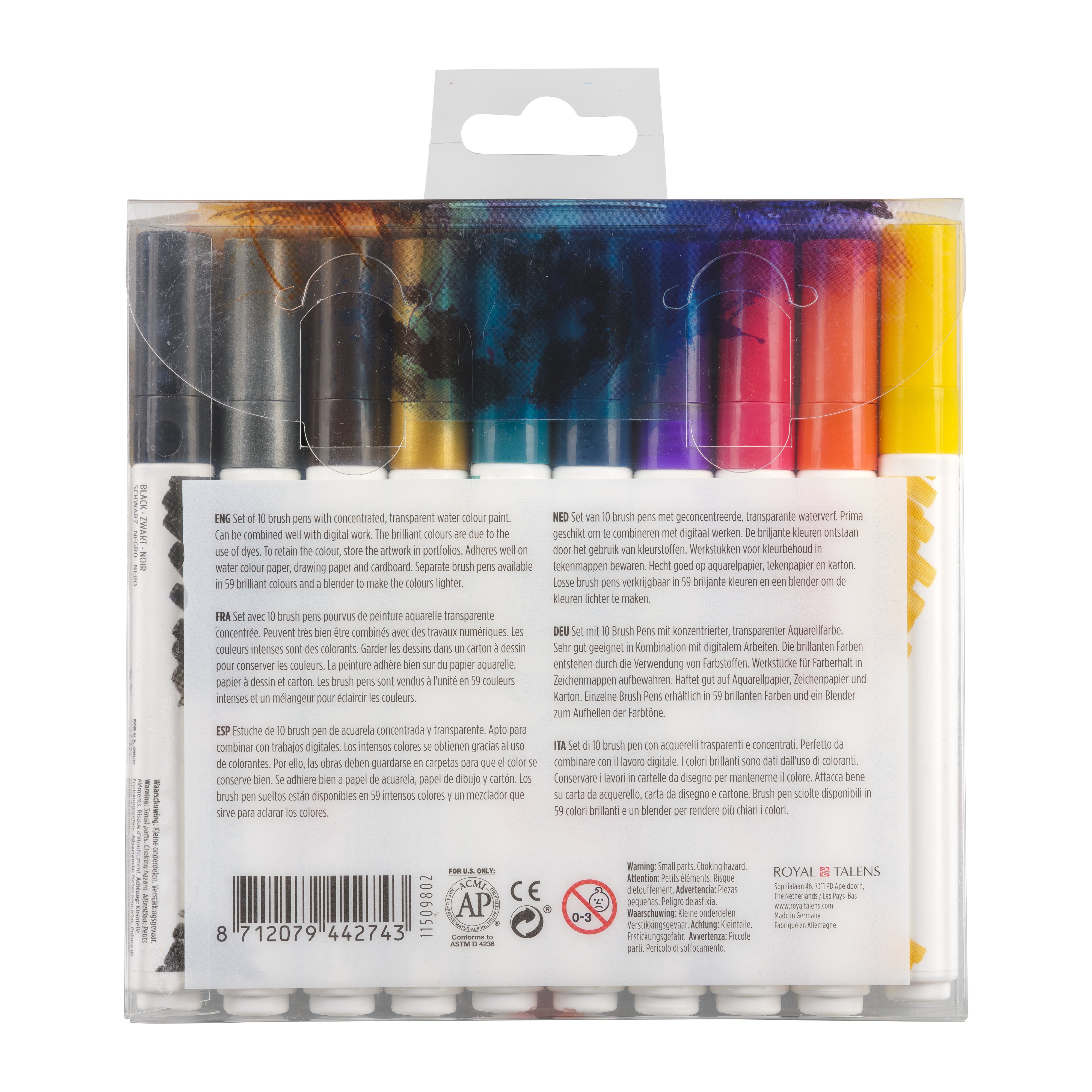 Ecoline Brush Pen set Dark | 10 colours | Royal Talens
