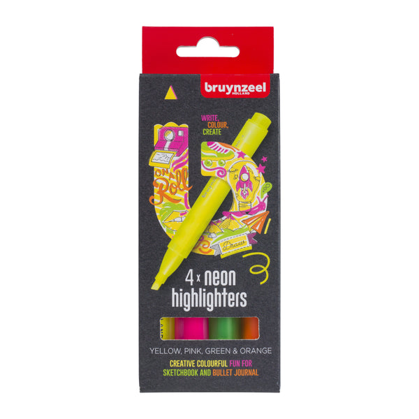 Bruynzeel Textmarker Set Neon 4 Farben