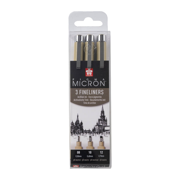 Sakura Pigma Micron Etui 3 Fineliners Zwart 08-10-12 Breed