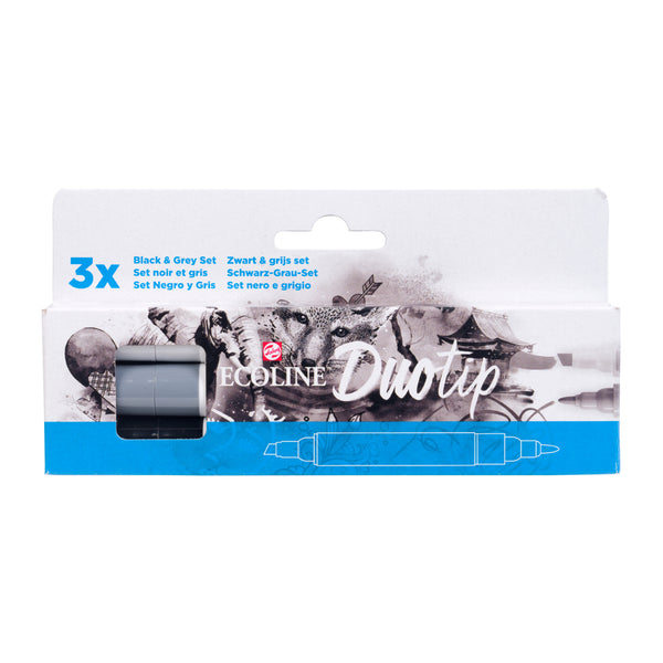 Ecoline Duotip estuche Negro y Gris | 3 colores