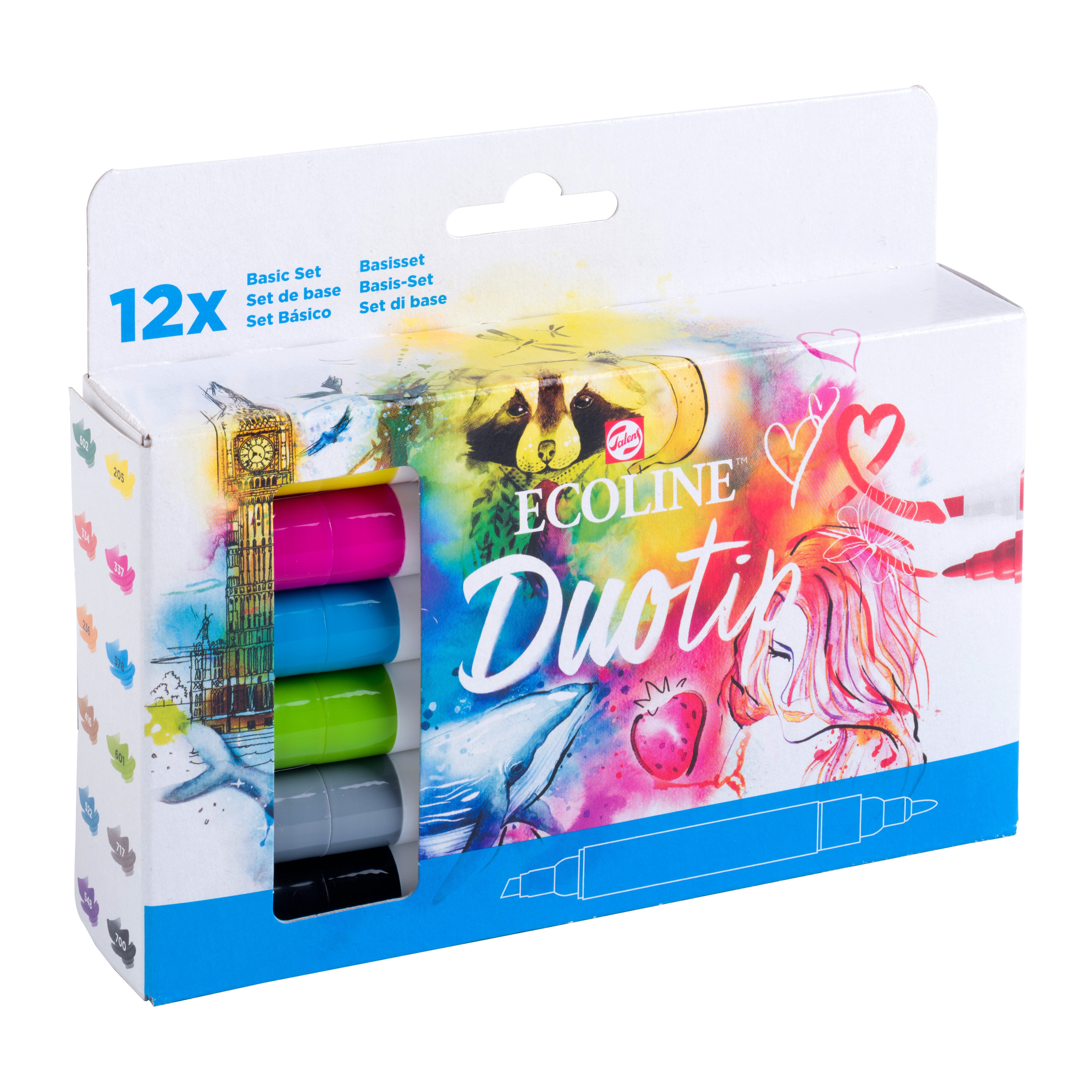 Ecoline Duotip marker set Basic | 12 colours | Royal Talens