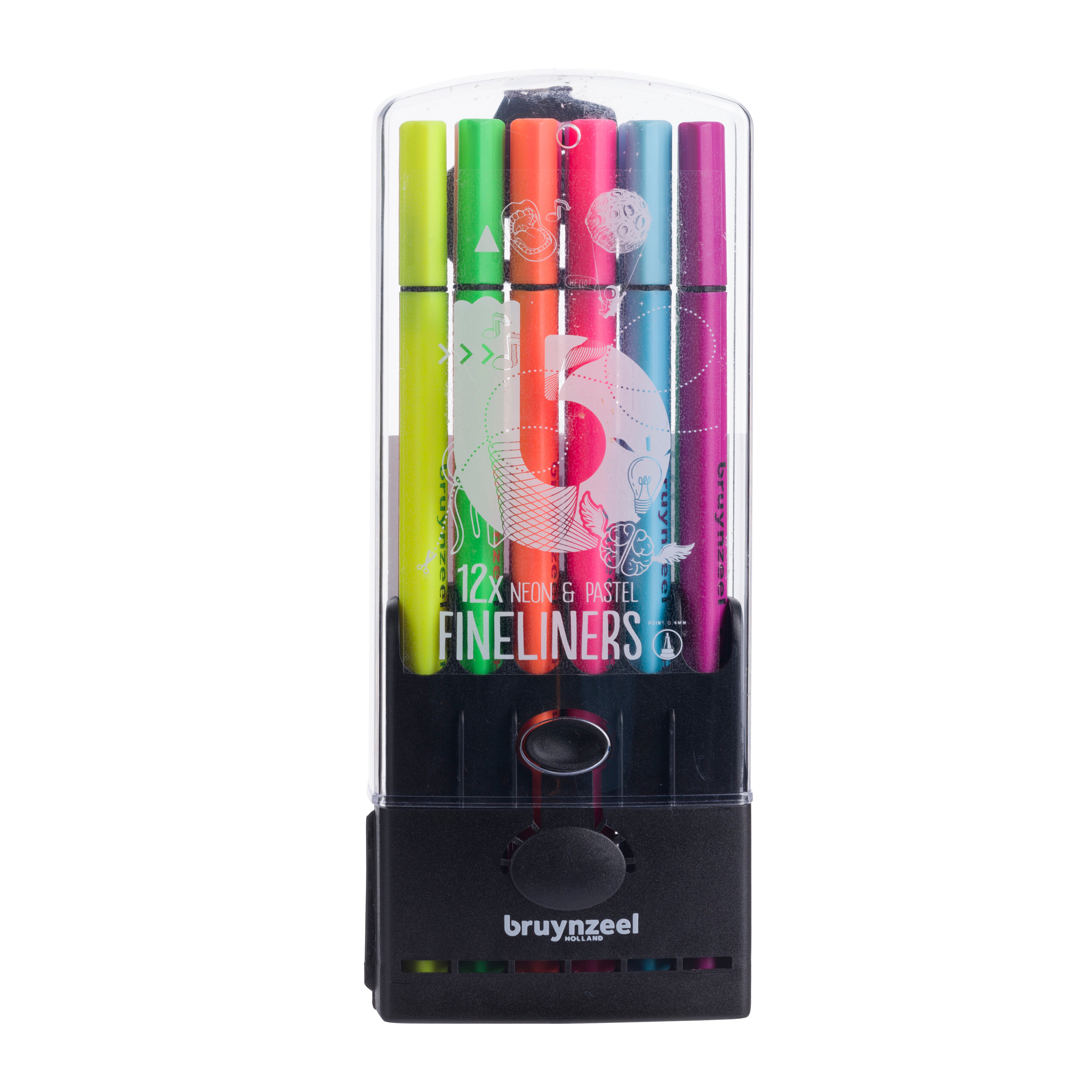Bruynzeel Fineliner Set Wallet - 12 colours - Neon + Pastel