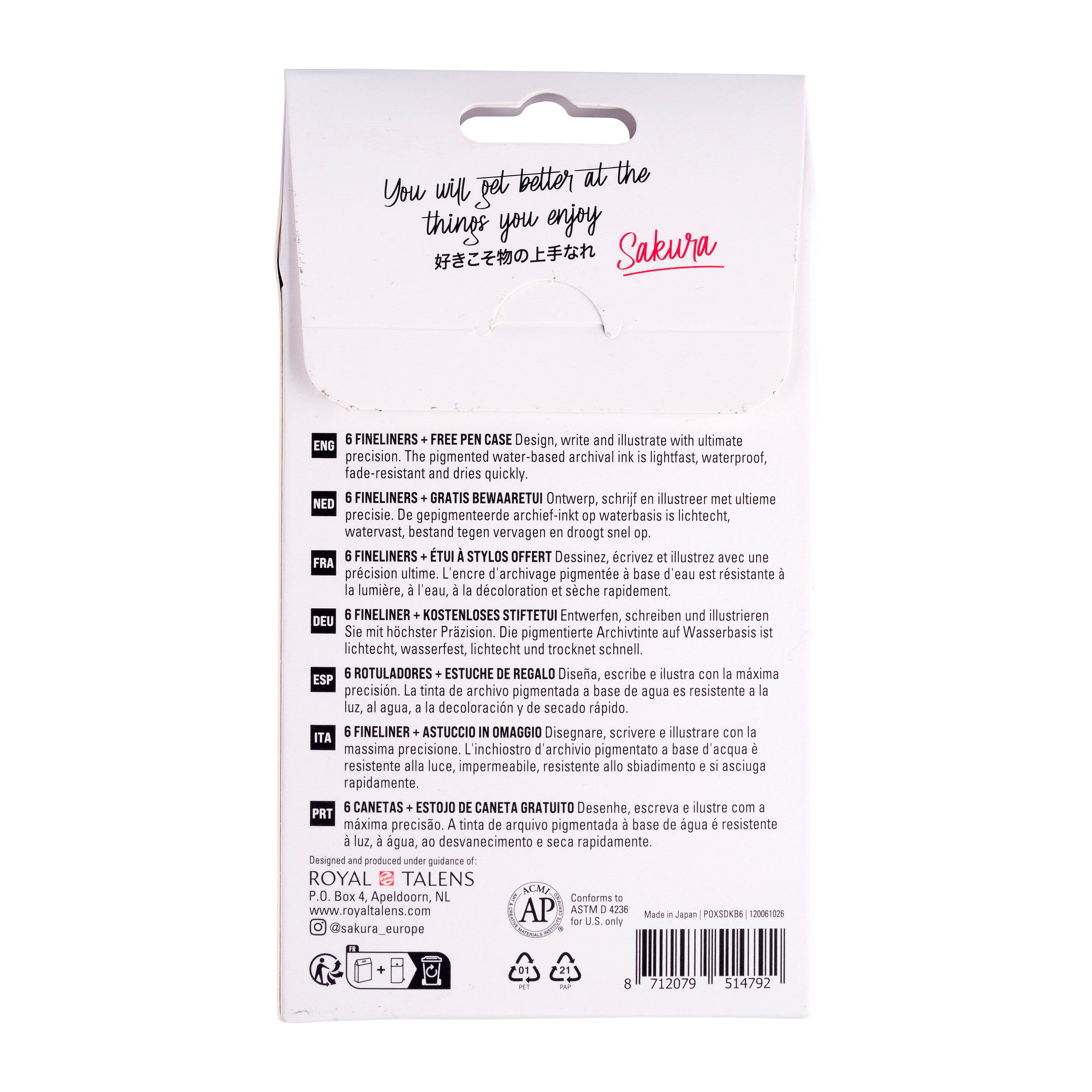 Sakura Pigma Micron Stifte Set – 6 Stück, Schwarz & Gold, Größen 005–08, Archivfest & Wasserfest