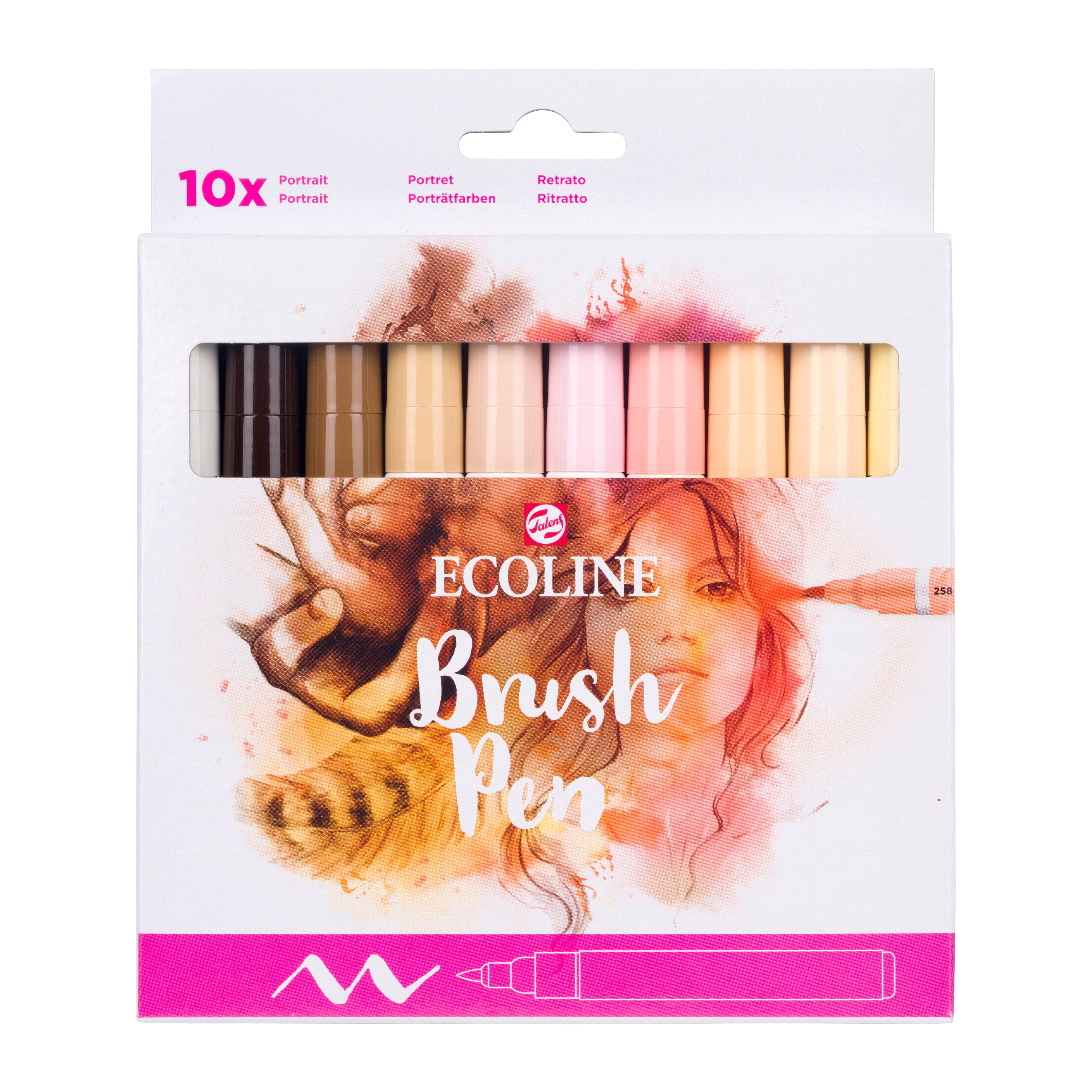 Ecoline Brush Pen set Portrait | 10 colours | Royal Talens