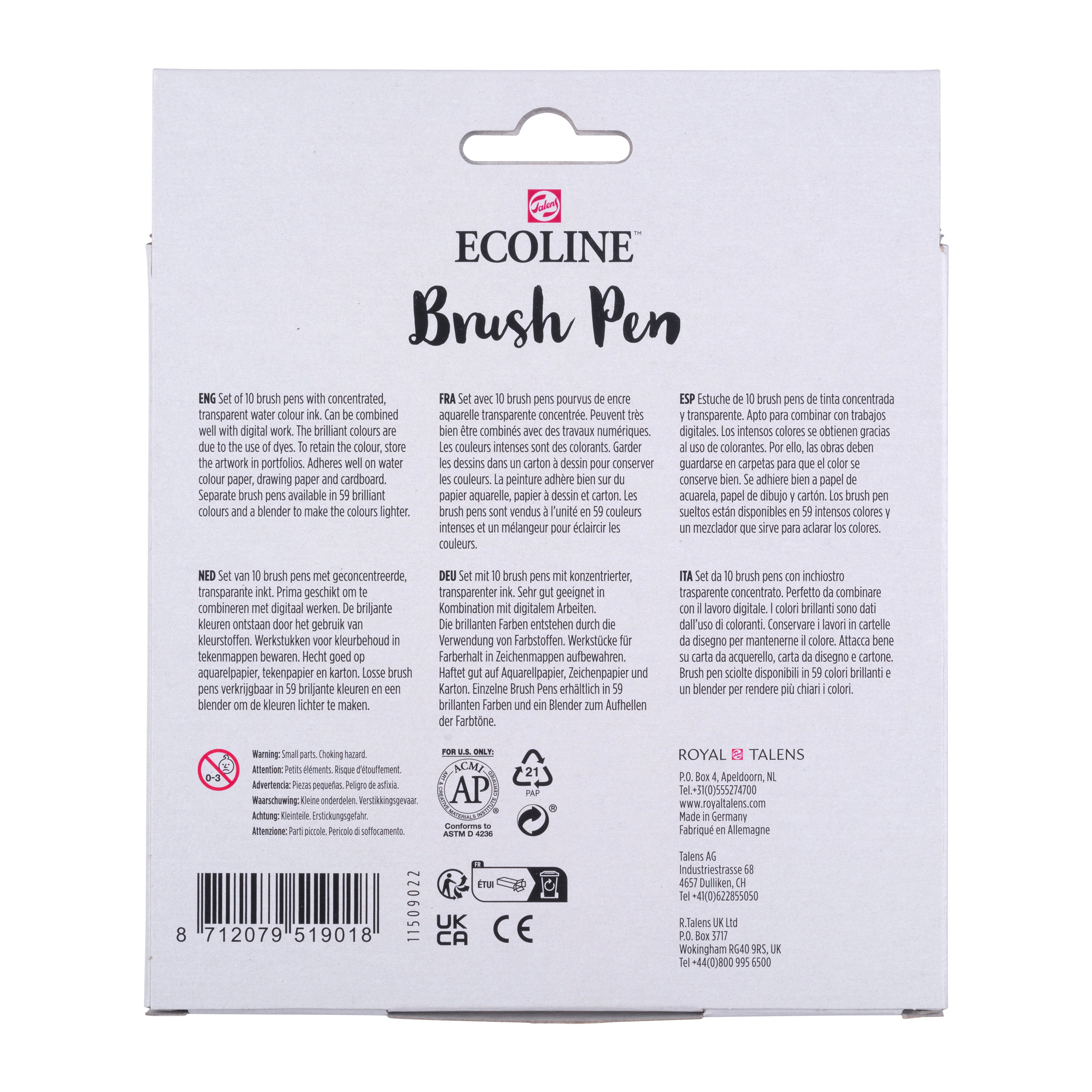 Ecoline Brush Pen set Primary | 10 colours | Royal Talens