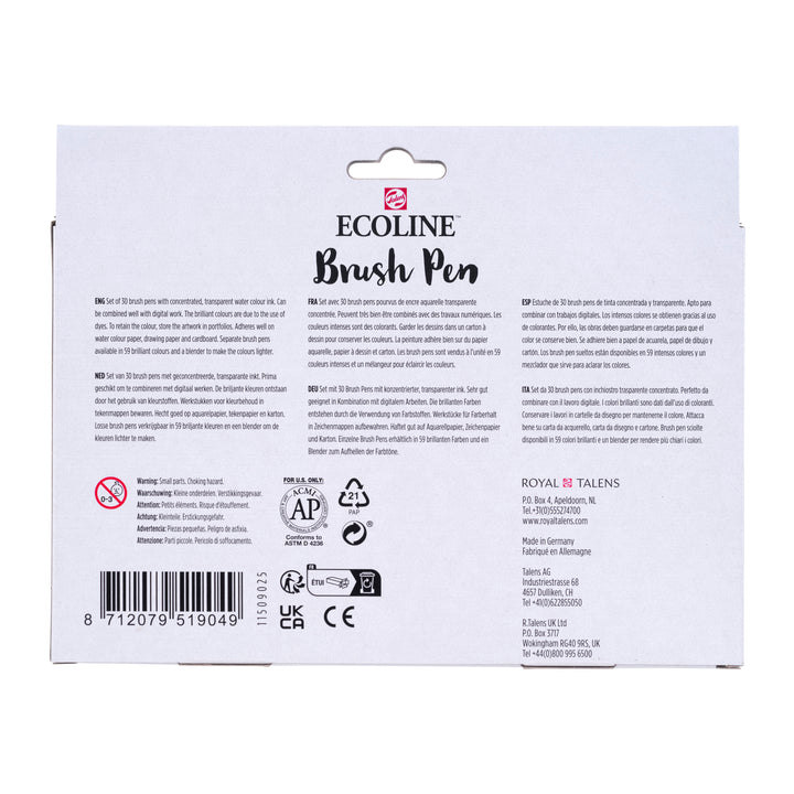 Talens Ecoline Brush Pennen : Talens Ecoline Vloeibare Waterverf Inkt 30 Ml Additional Colours Set Van 5 Talens Ecoline Brush Pennen : Talens Ecoline Vloeibare Waterverf Inkt 30 Ml Additional Colours Set Van 5