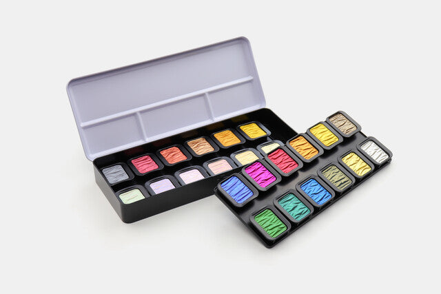 【永遠出品】FINETEC Pearlescent Colours FINETEC® Pearlescent watercolour set Four Elements | 24
