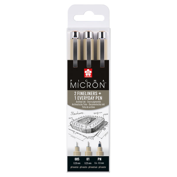 Sakura Pigma Micron Etui 3 Fineliners Zwart 005-01-PN Architectuur