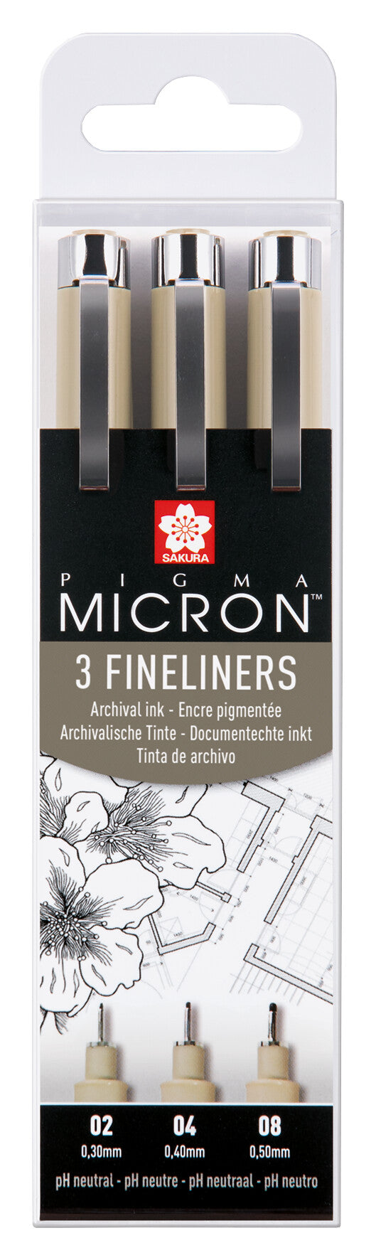 Sakura Pigma Micron Etui 3 Fineliners Zwart 02-04-08