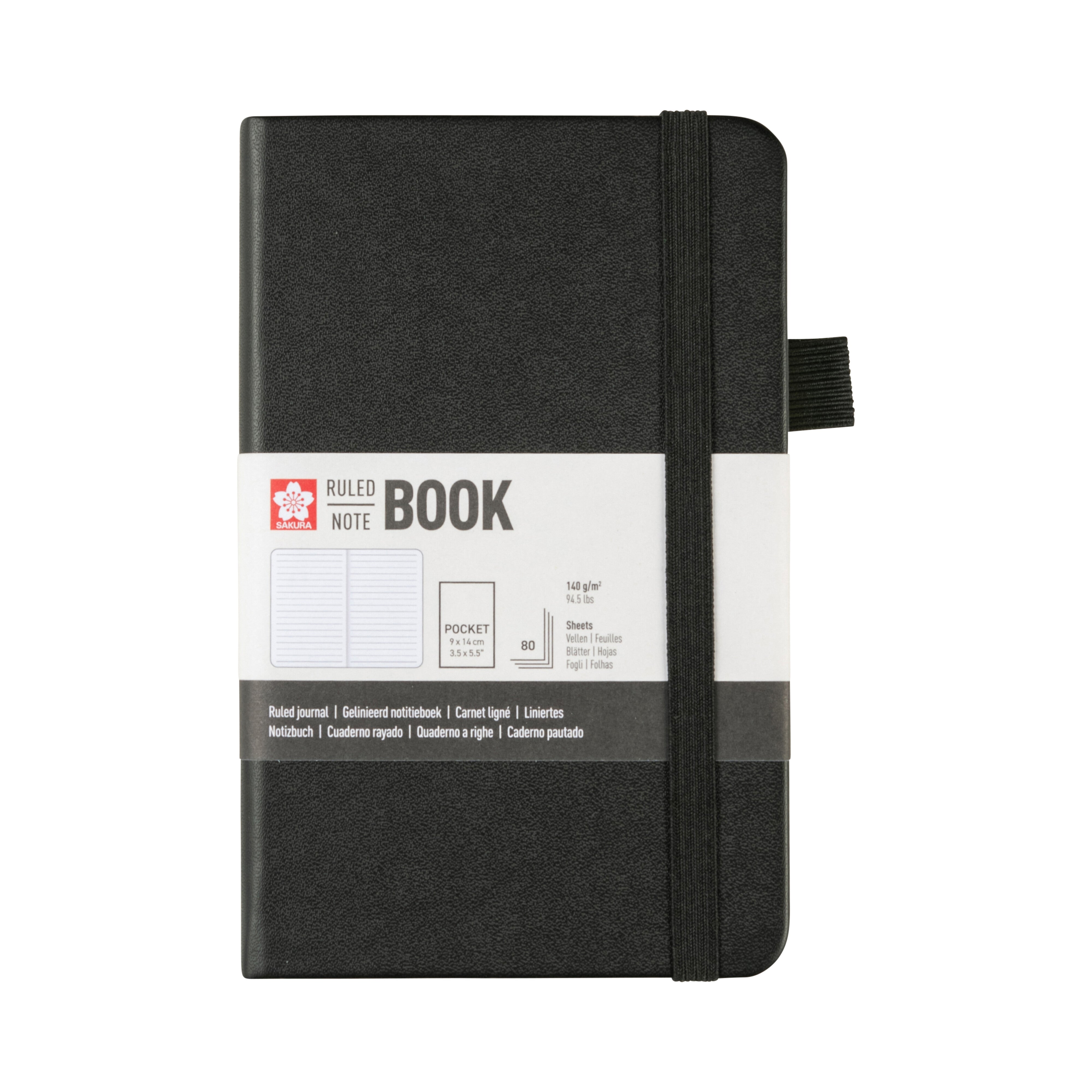 Sakura Ruled Hard Cover Notebook 9x14 cm Black | Royal Talens