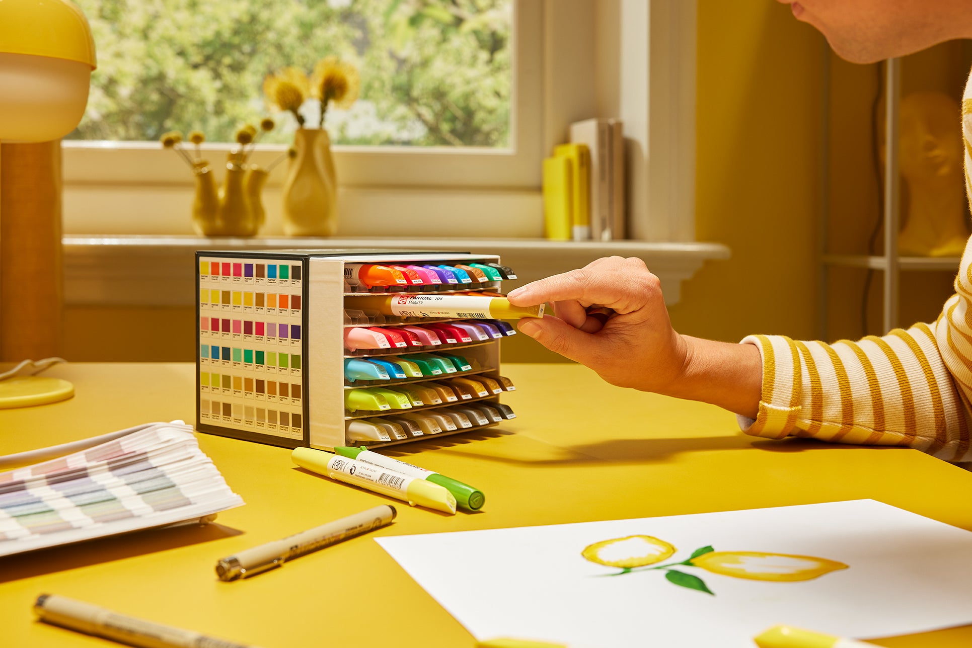 Talens | Pantone Set 9 Marcatori Gialli – Pennello E Scalpello, Inchiostro Pigmentato Acqua