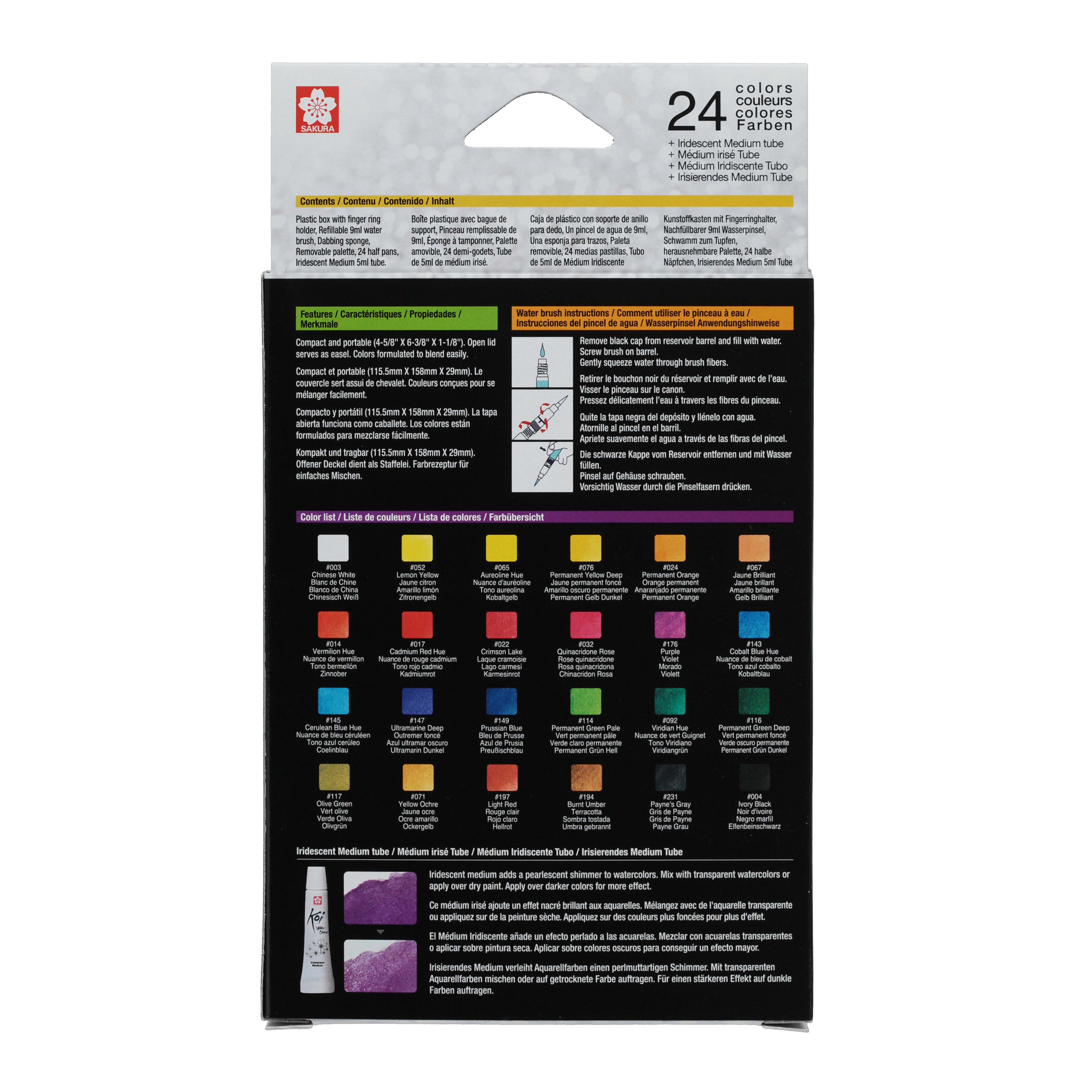 Sakura Koi Water Colors Pocket Field Sketch Box | 24 half pans +