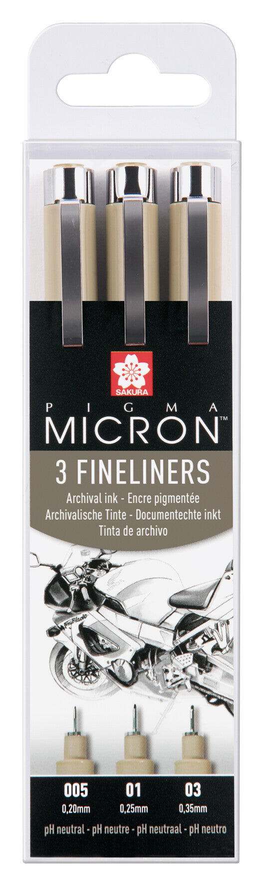 Sakura Pigma Micron Etui 3 Fineliners Zwart 005-01-03 Design