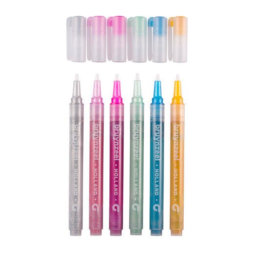 Bruynzeel Glitter felt tip set pastel | 6 colours