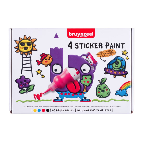 Bruynzeel Stickerpaint Set - 4 colours + 2 templates - Create your own stickers
