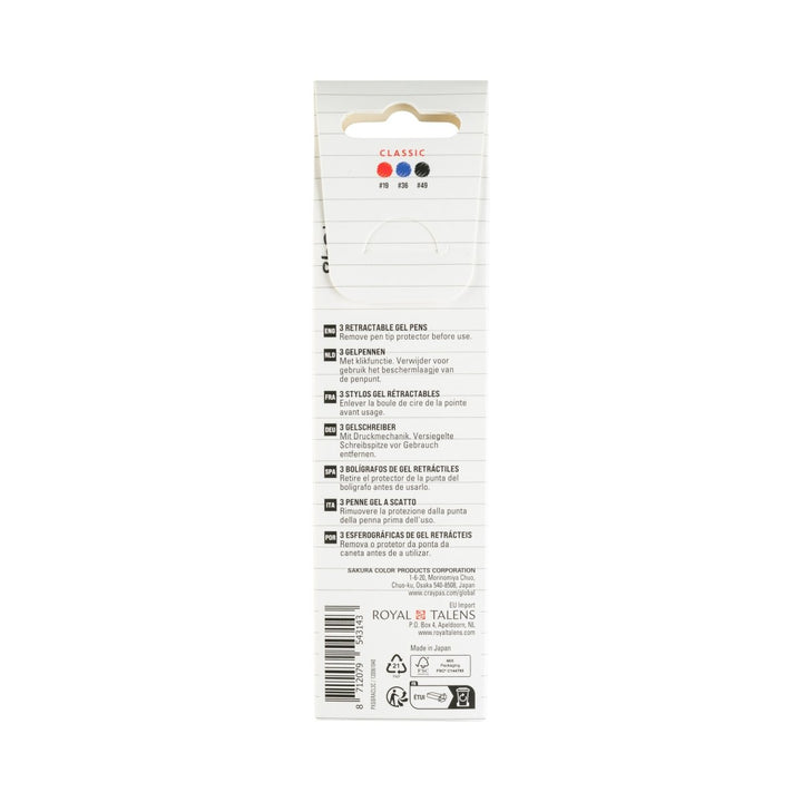 Gelly Roll Classic Retractable Gel Pens, 3 - Pack Red - Blue - Black