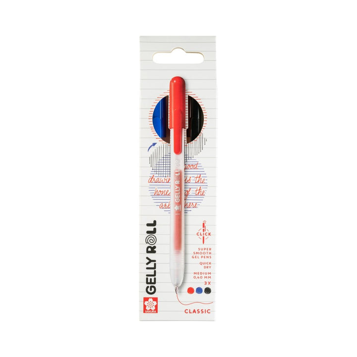 Gelly Roll Classic Retractable Gel Pens, 3 - Pack Red - Blue - Black