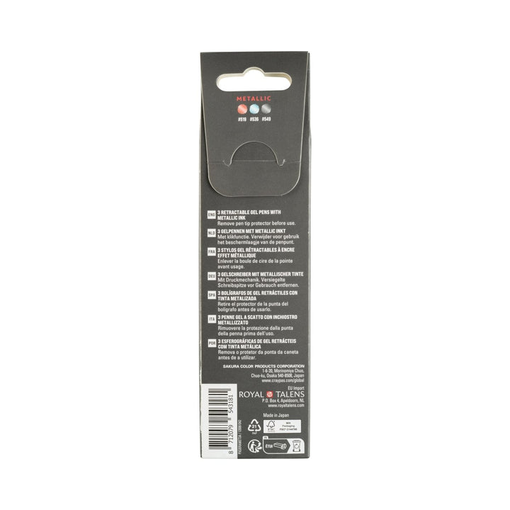 Gelly Roll Metallic Retractable Gel Pens, 3 - Pack Red - Blue - Black