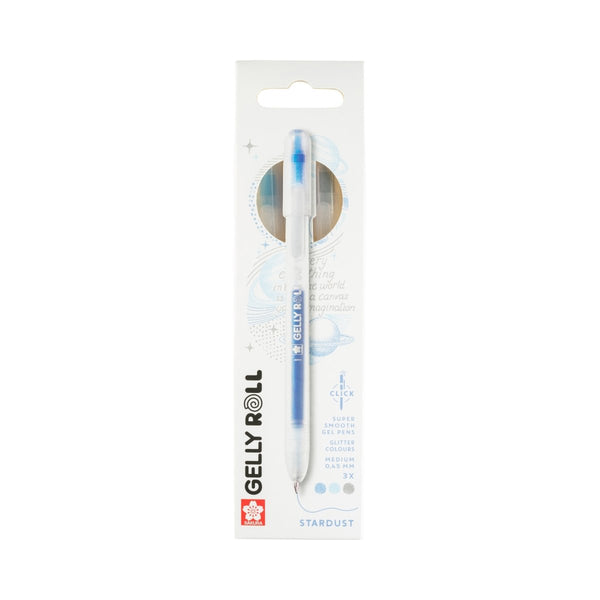 Gelly Roll Stardust Retractable Glitter Gel Pens, 3 - Pack Blue - Sky Blue - Silver