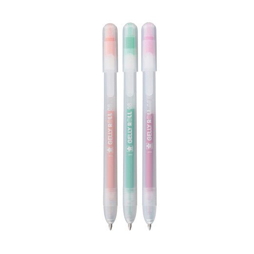 Sakura Gelly Roll stardust glitter gelpennen met klikfunctie, 3-set oranje-roze-smaragd