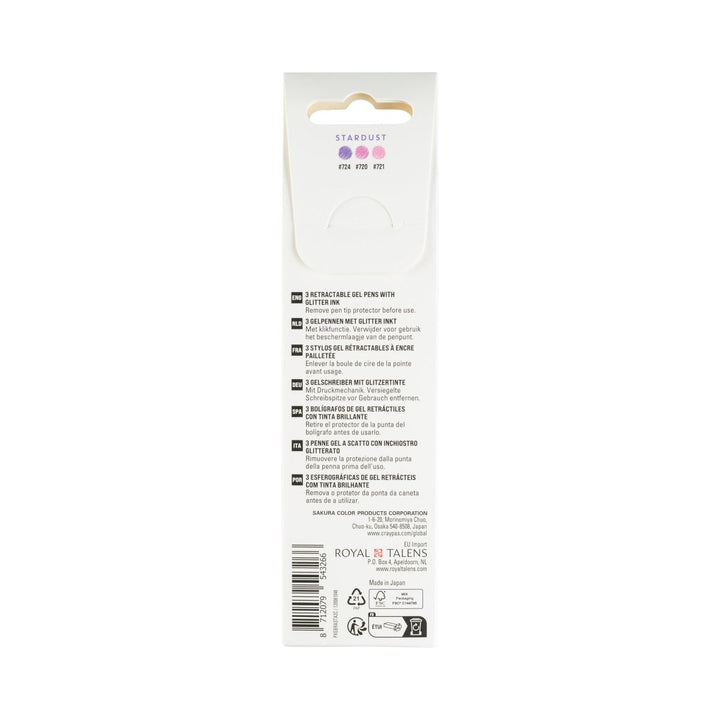 Gelly Roll Stardust Retractable Glitter Gel Pens, 3 - Pack Pink - Rose - Purple