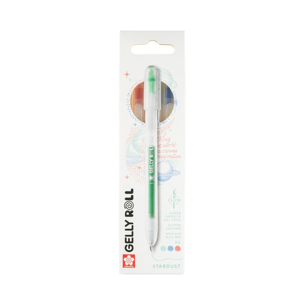 Gelly Roll Stardust Retractable Glitter Gel Pens, 3 - Pack Red - Blue - Green