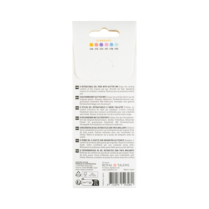 Sakura Gelly Roll stardust glitter gelpennen met klikfunctie, 6-set