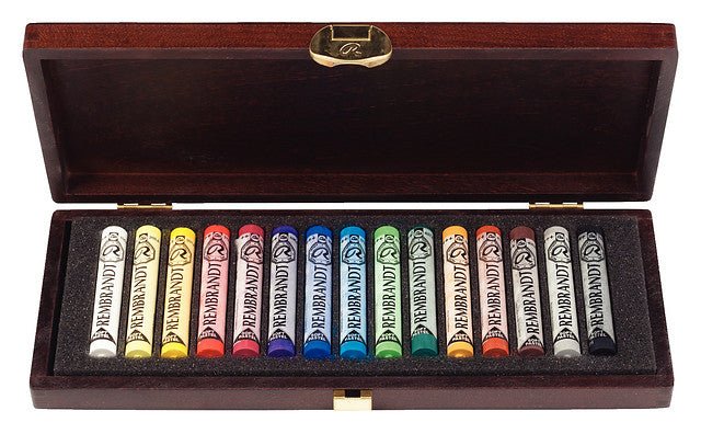 Rembrandt Starter-Set weiche Pastelle im Holzkasten, allgemeine Auswahl | 15 ganze Pastelle