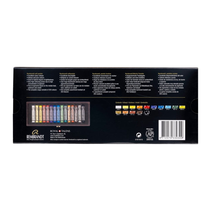 Rembrandt Starter-Set weiche Pastelle im Holzkasten, allgemeine Auswahl | 15 ganze Pastelle