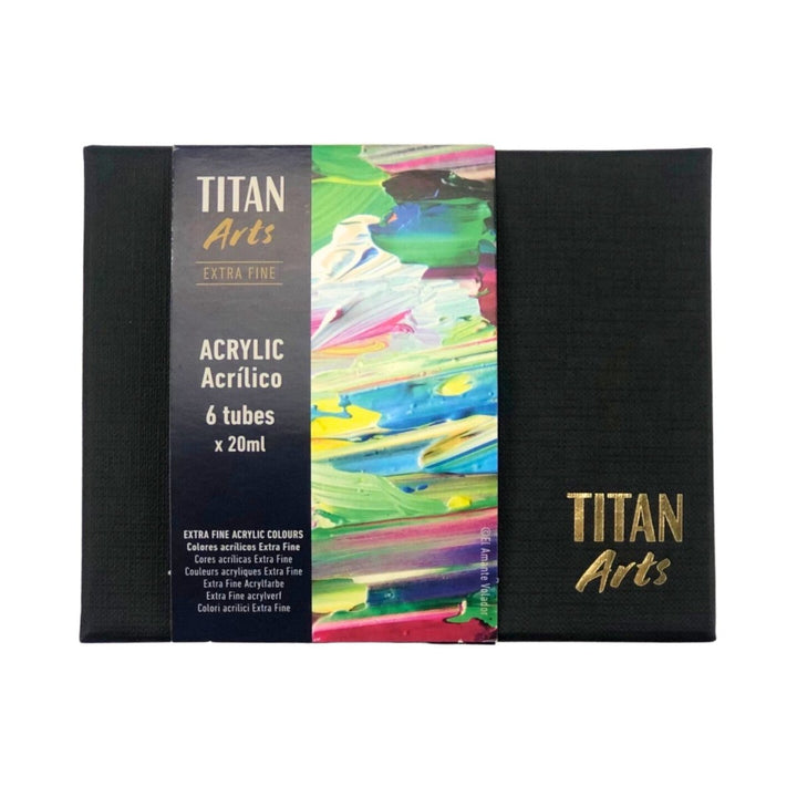 TITAN Arts Coffret de peinture acrylique Extra Fine  Primaires 6 x 20 ml