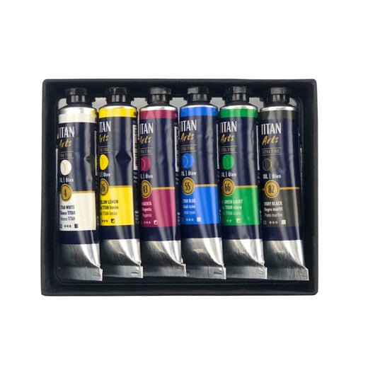 TITAN Arts Coffret de peinture à l’huile Extra Fine Couleurs Primaires 6 x 20 ml