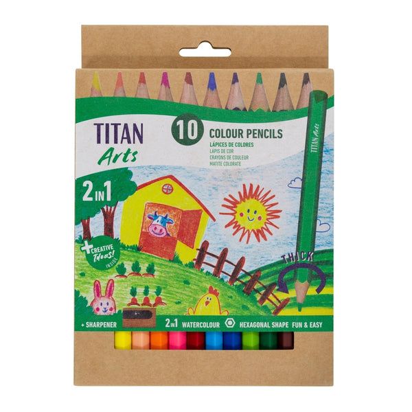 TITAN Arts Set of 10 Coloured Pencils for Beginners.
