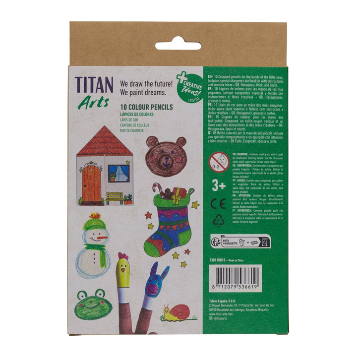 TITAN Arts Set de 10 Lápices de Colores para Iniciación.