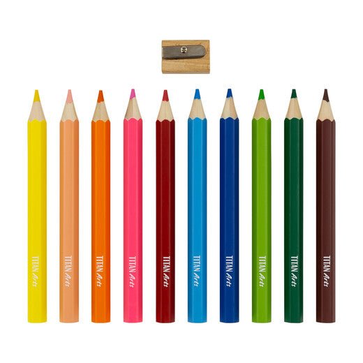 TITAN Arts Set de 10 Lápices de Colores para Iniciación.